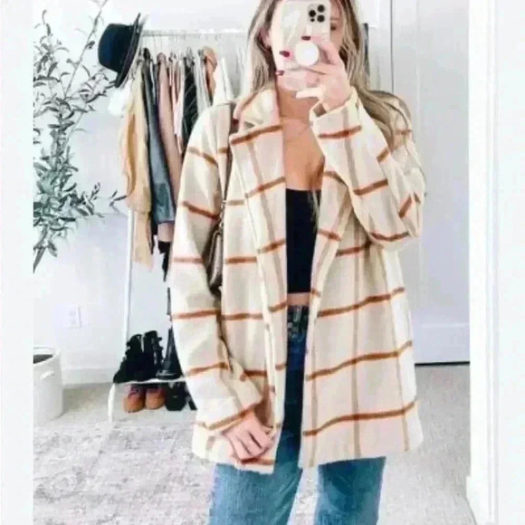 Joie Neutral Plaid Tan Coat Revolve XS - Picture 1 of 5